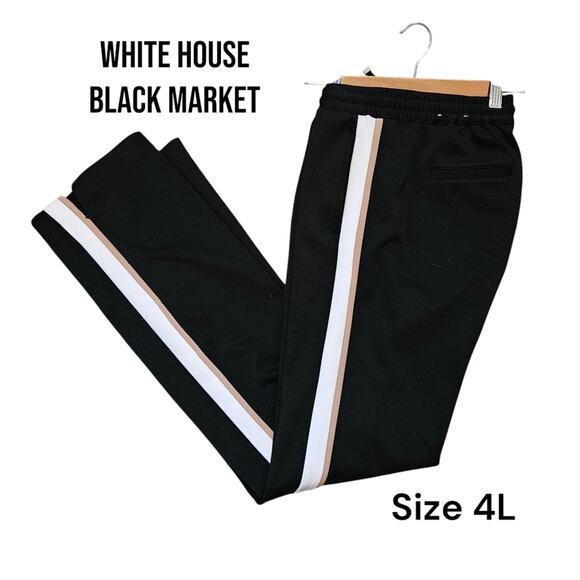 WHBM slim flare track pant Black with stripes with pockets size 4L - Picture 1 of 7